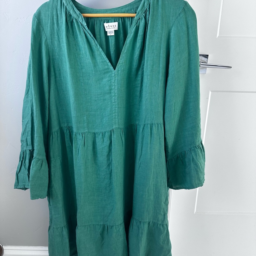 Green V-Neck casual summer dress